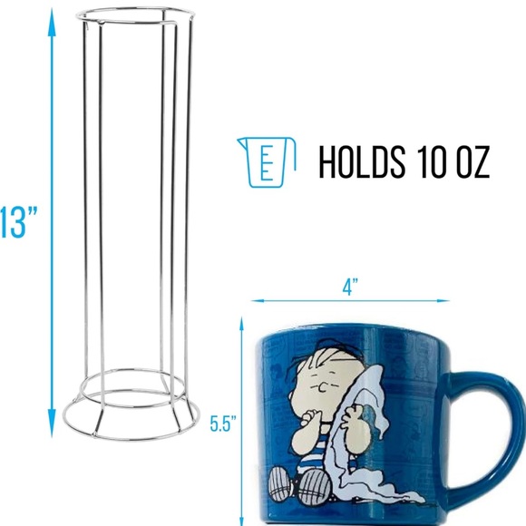 Peanuts Characters Ceramic Stacking Mug Set With Rack Each Holds 10 Ounces NWOT - Picture 5 of 5